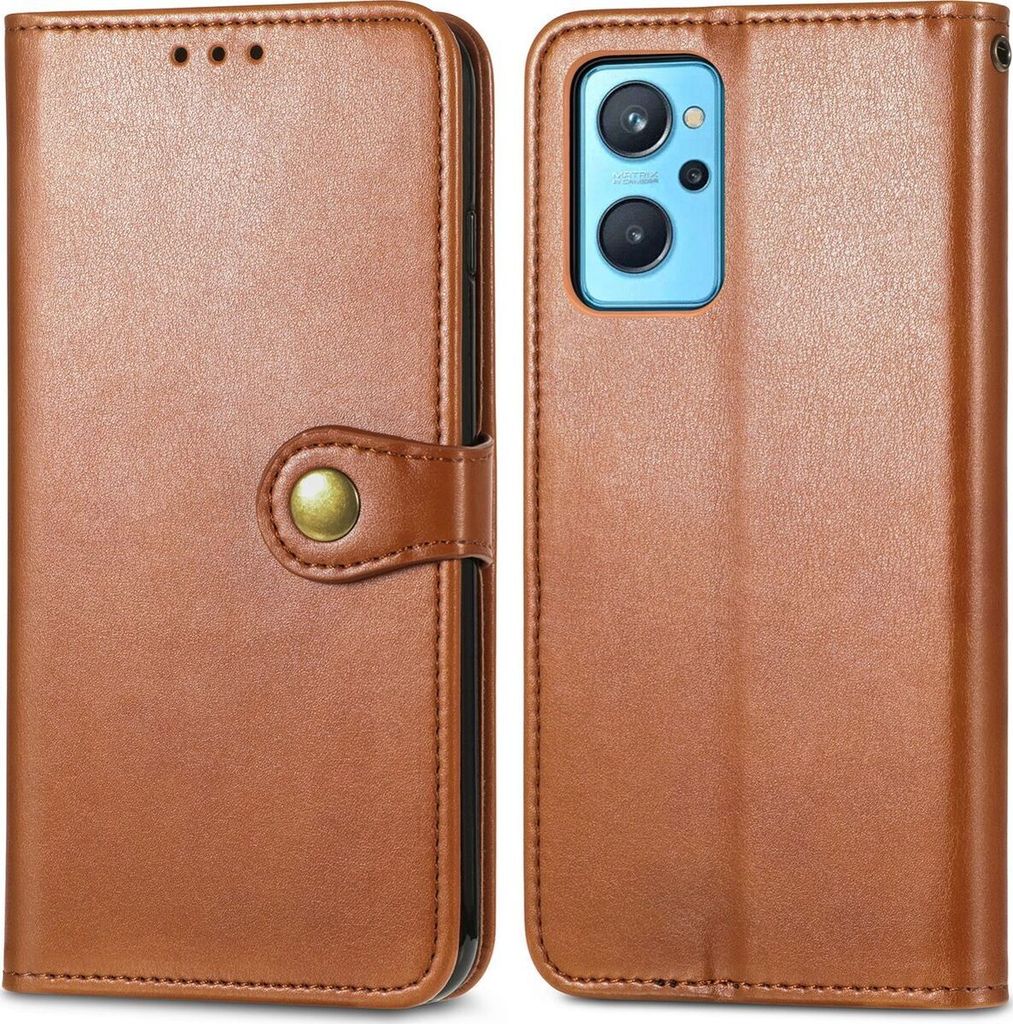 Mobigear Snap Button OPPO A96 Hülle Klapphülle Geldbörse - Braun