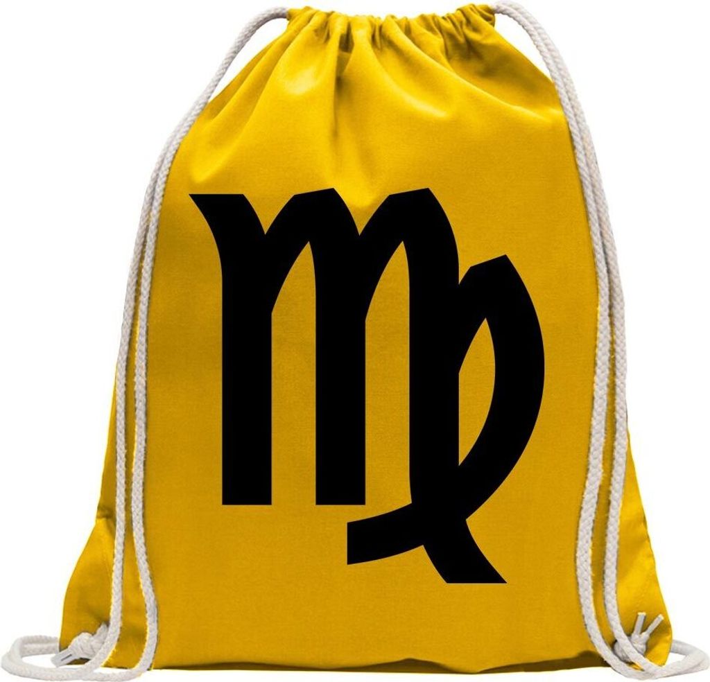 Kiwistar - Turnbeutel - gelb - Jungfrau Sternzeichen - Fun Rucksack Sport Beutel Gymsack Baumwolle mit Ziehgurt
