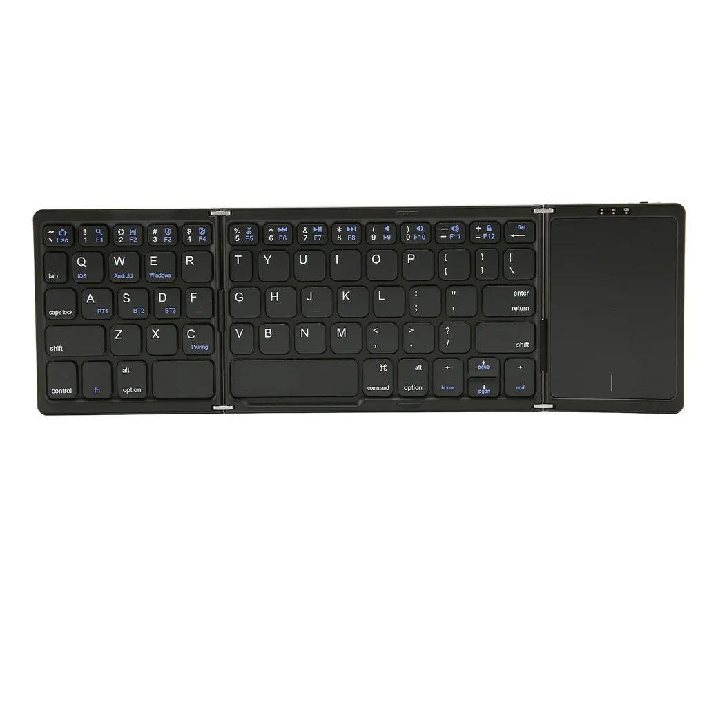 Clavier pliable BT sans fil portable ultra-fin noir pour tablette