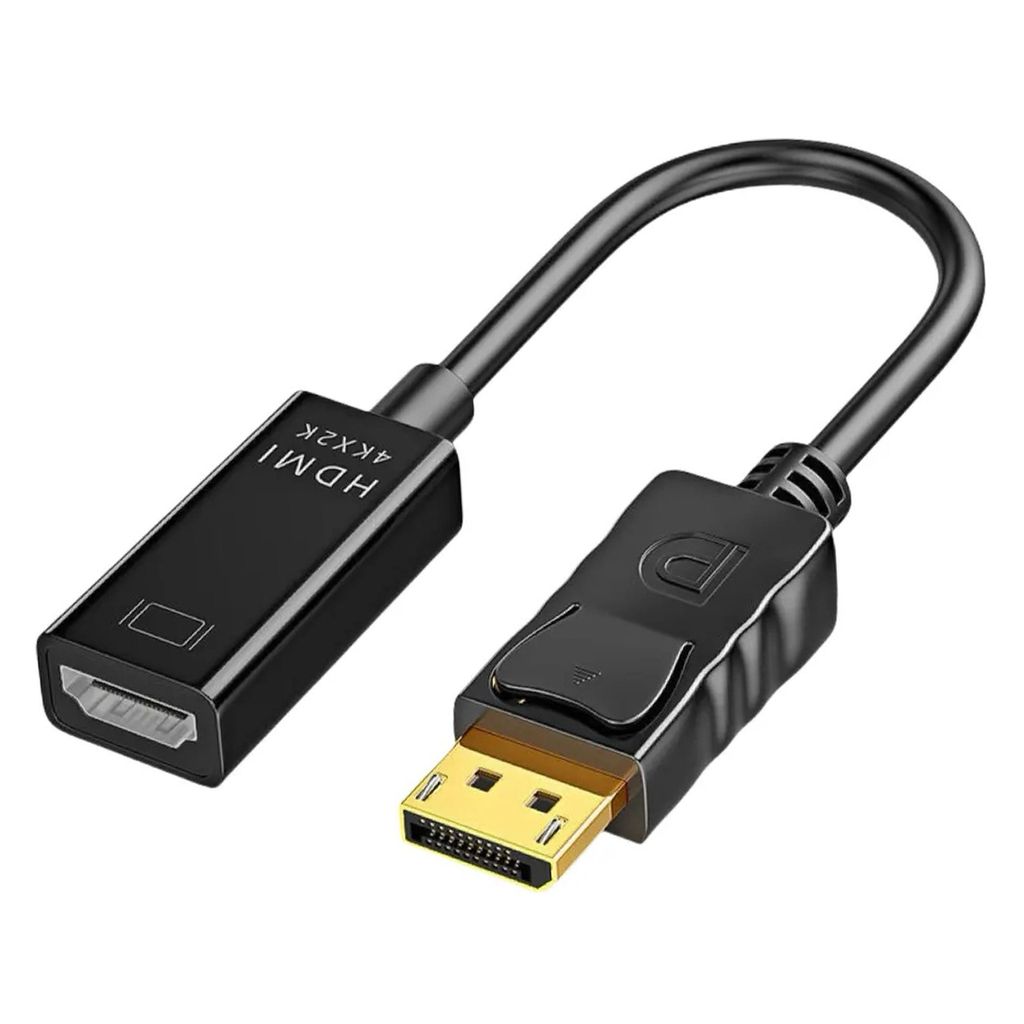 Qost - 4K DisplayPort auf HDMI Adapter - DP zu HDMI - 4K@30Hz - Vergoldete Anschlüsse - Schwarz - Kompatibel mit Computer / Monitor / Fernseher / ...