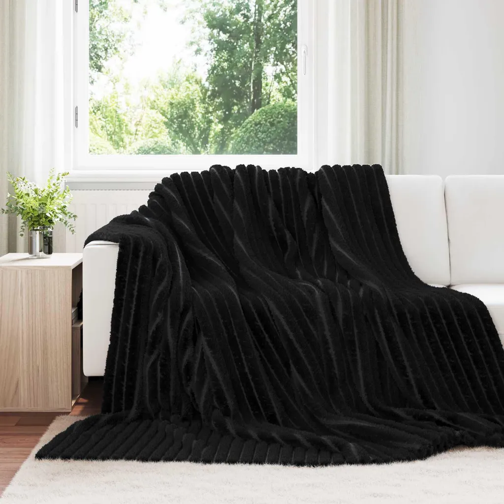 Relaxdays Coperta Extra Large In Pile 200x220 Cm - Morbida E Lavabile - Nero