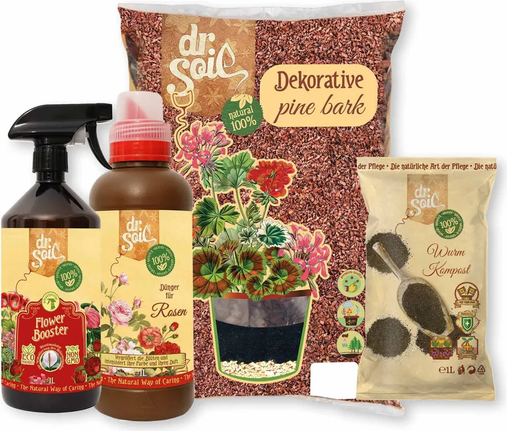 Coffret d'entretien pour rosiers avec biostimulant et écorce pin