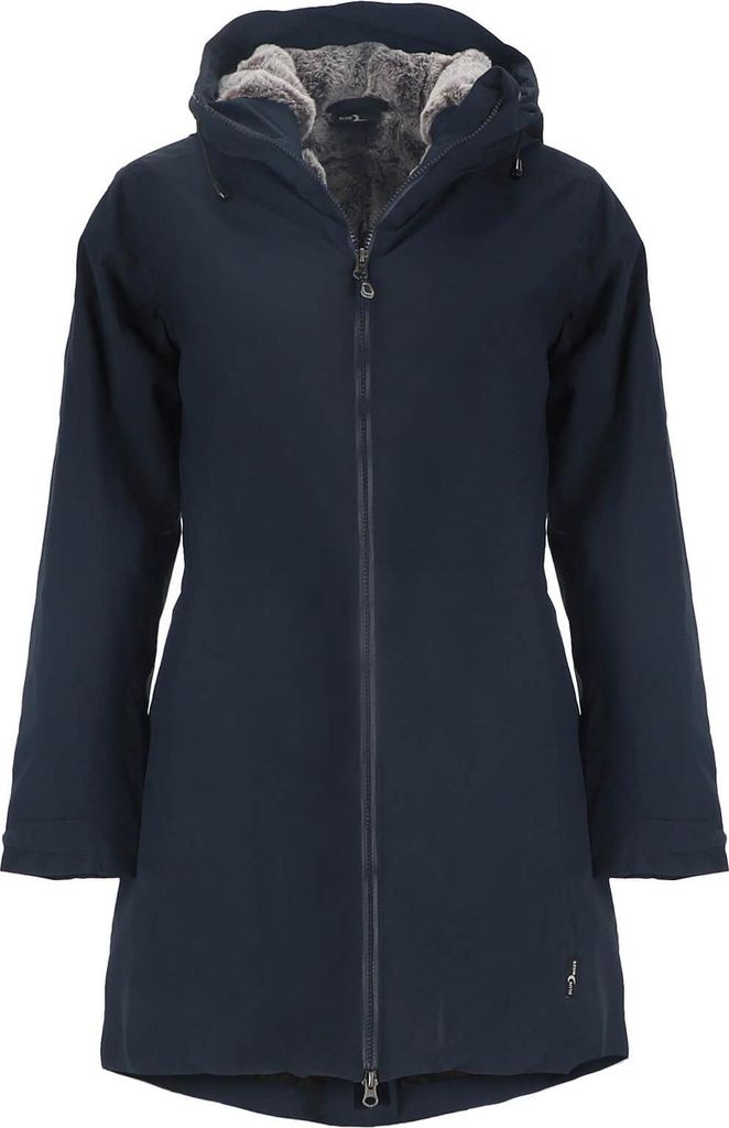 Blue Wave Damen Funktionsparka Nicola mit Fellimitat - Funktionsjacke wasserdicht, winddicht, atmungsaktiv in Marine Größe 48