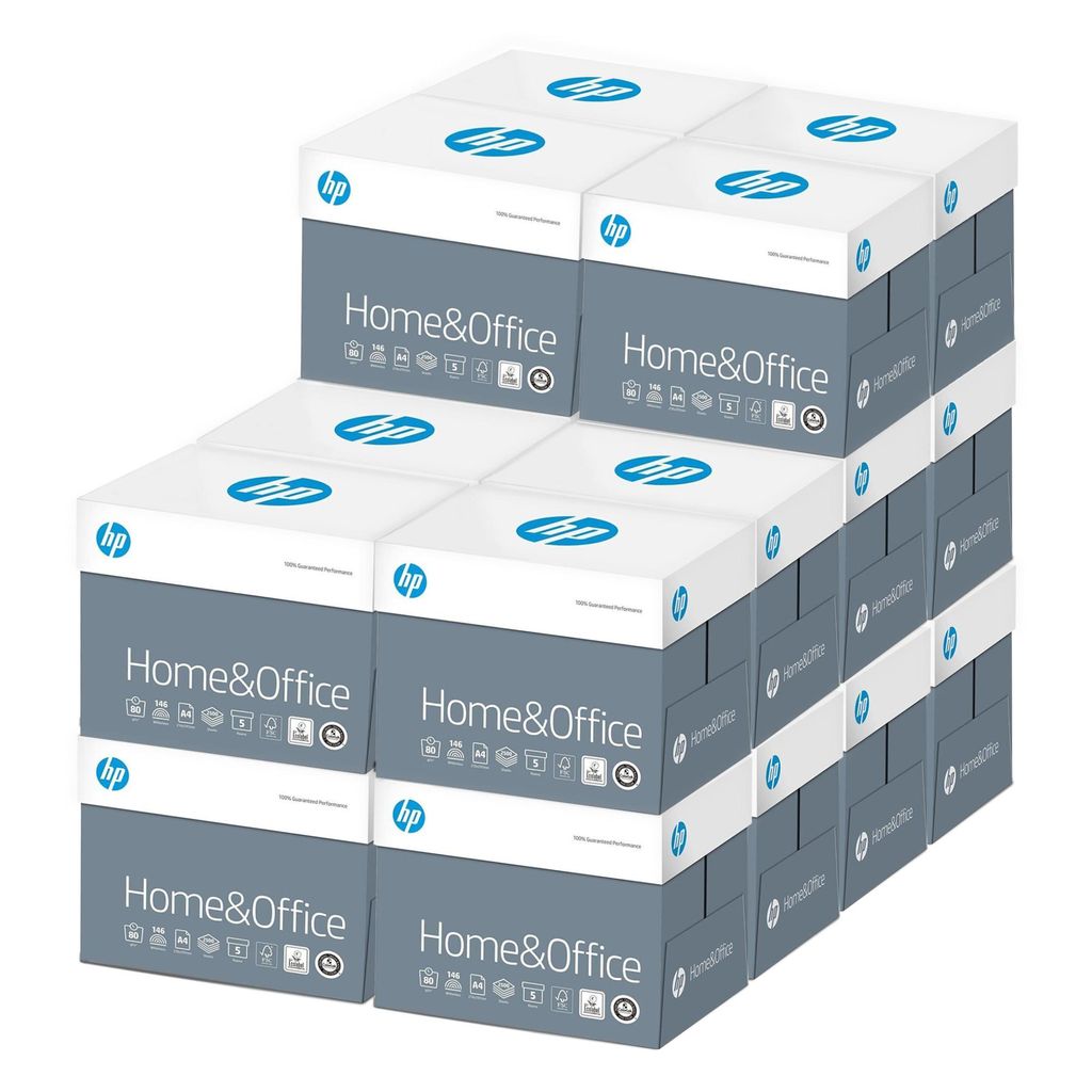 HP Kopierpapier - Home & Office - 50.000 Blatt - DIN A4-80g - Weiß - Allround Papier für Zuhause und Büro - 20 x 2.500 Blatt