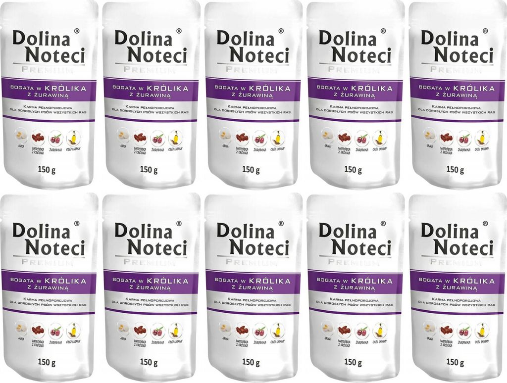 Dolina Noteci Premium Nassfutter für Hunde Kaninchen mit Moosbeeren Glutenfrei 10 x 150g