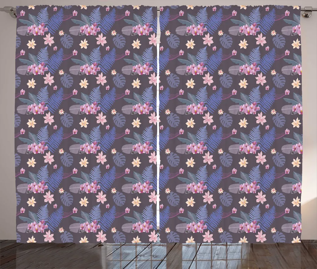 Rideau Tropical Monstera Leaves 280x225cm Bleu Lavande par ABAKUHAUS