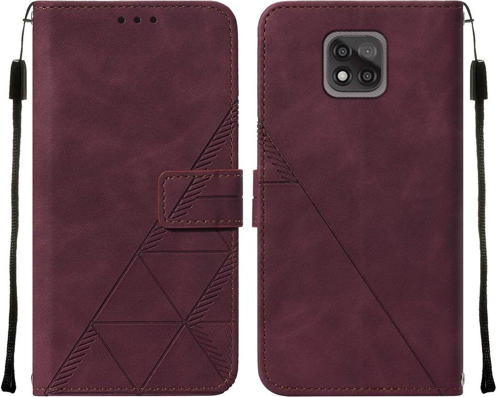 Moto G Power 2021 Hülle, Schlank Prägung Flip Leder Kartenfächer Schutzhülle mit Ständer für Motorola Moto G Power 2021 Rot