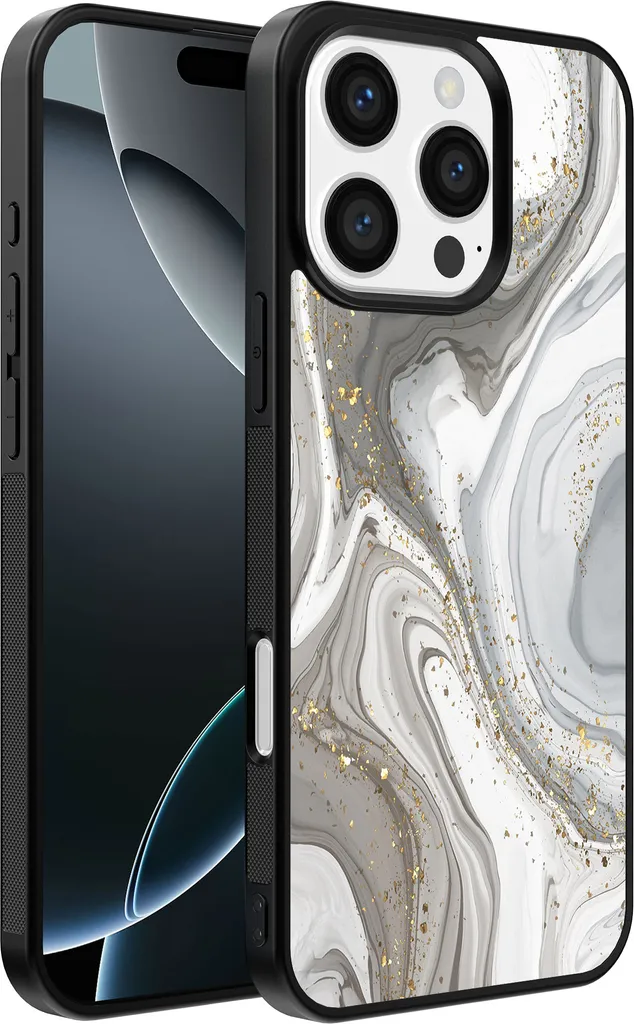 Custodia Smartphonica iPhone 16 Pro Max TPU Marmo Argento - Shockproof - 1