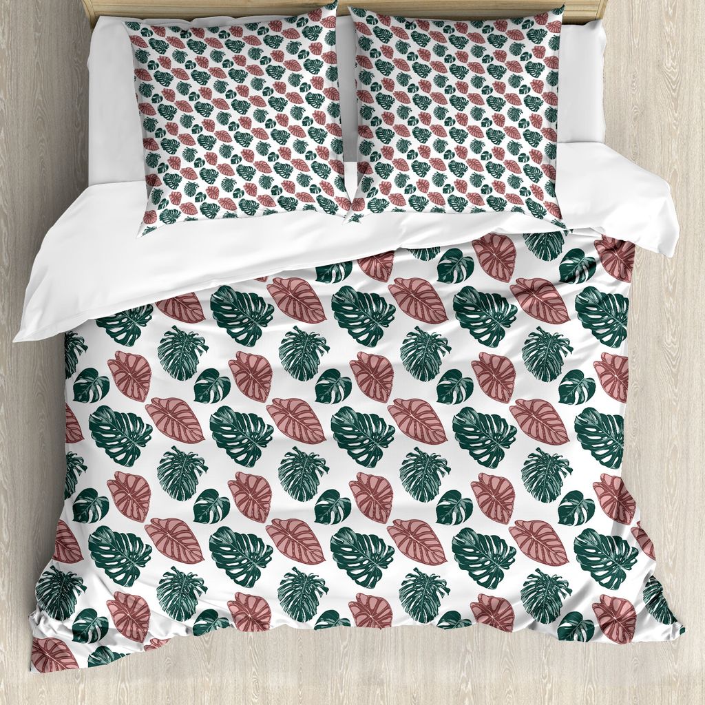 ABAKUHAUS Philodendron Bettbezug Set für Einzelbetten, Tropic Forstbotanik, Milbensicher Allergiker geeignet mit Kissenbezug, 155 cm x 220 cm - 80...