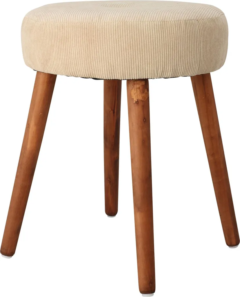 Petit tabouret rond blanc 34x45 cm - Mobilier d'assise gain de place