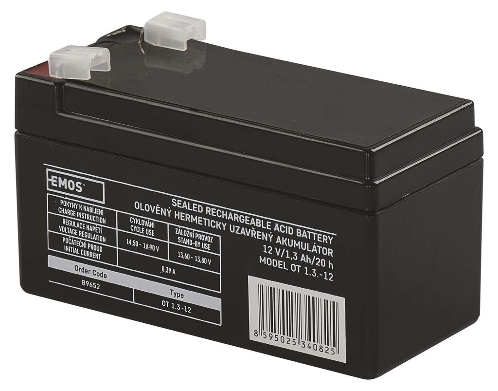 Bezúdržbový olověný akumulátor 12 V/1,3 Ah, faston 4,7 mm