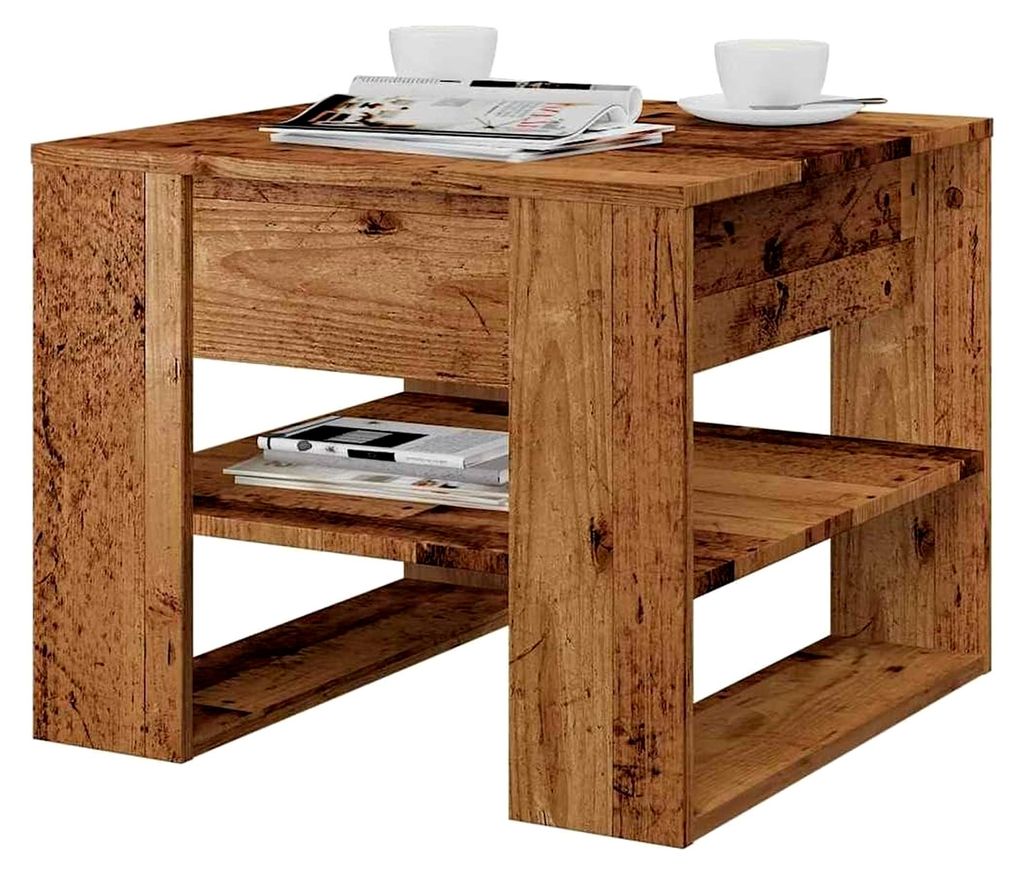 Couchtisch aus altem Holz, 55,5 x 55 x 45 cm, Holzwerkstoff