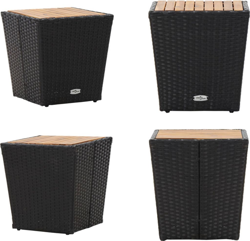 vidaXL Beistelltisch Schwarz 41,5×41,5×43 cm Poly Rattan & Massivholz - Teetisch - Teetische - Outdoor-Tisch - Outdoor-Tische