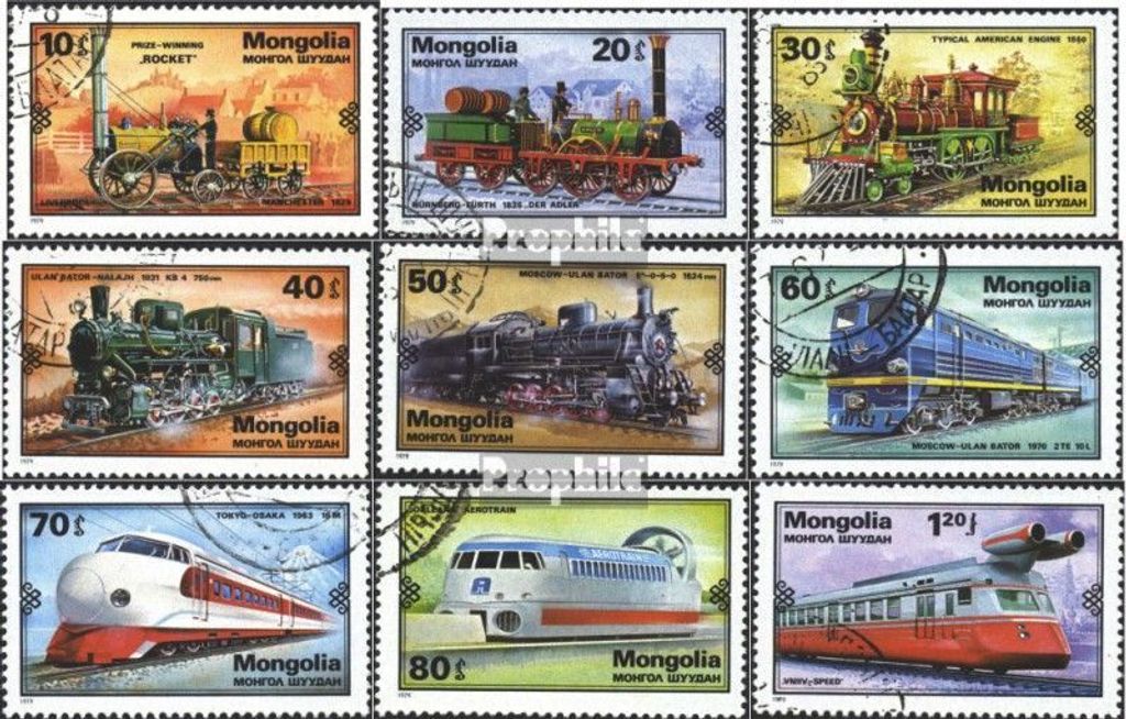 Briefmarken Mongolei 1979 Mi 1234-1242 (kompl.Ausg.) gestempelt Internationale Verkehrsausstellung