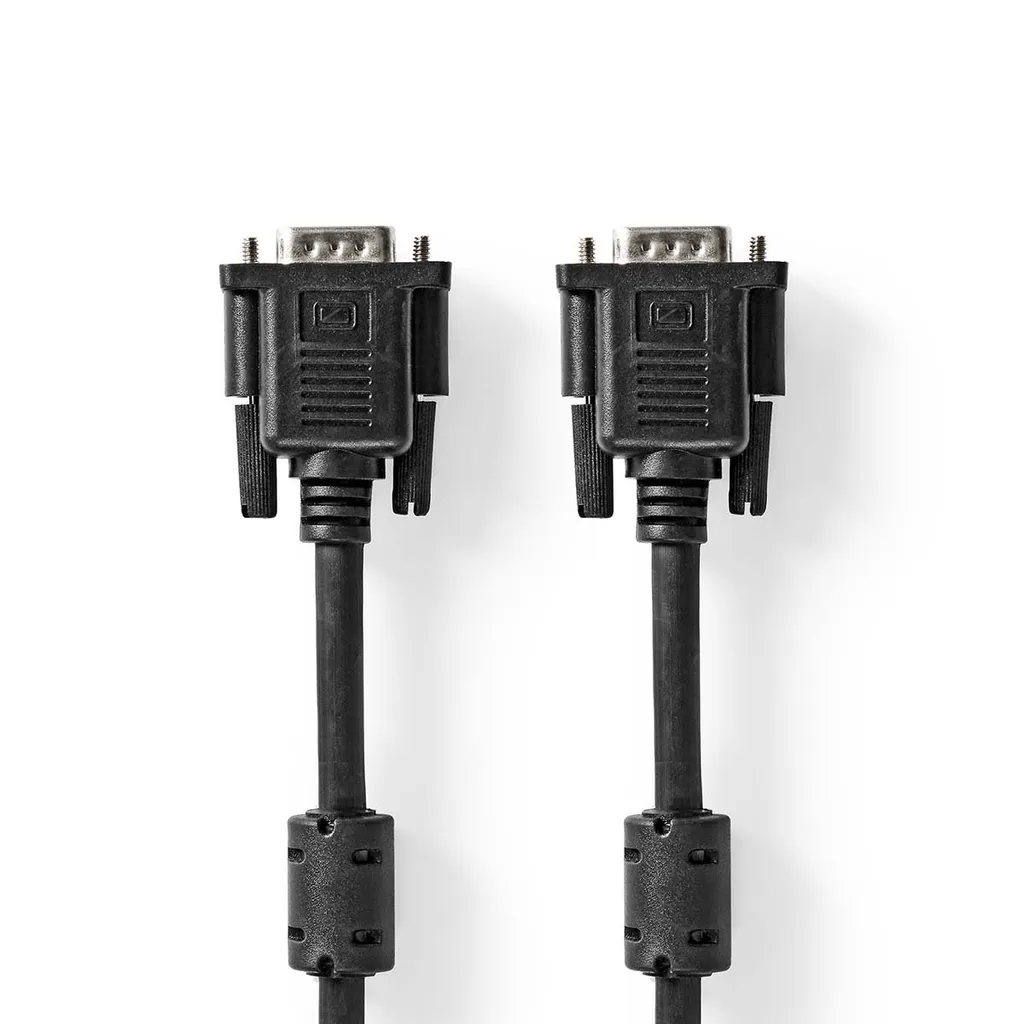 Cavo VGA Professionale 5m per Ufficio - ABS Nero Nichelato