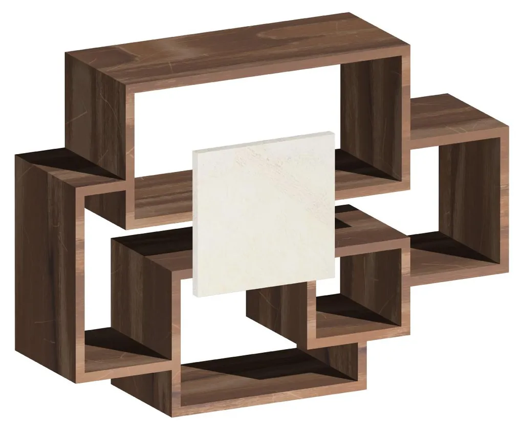 Bibliothèque Murale Sorrento en Bois Brun 132 cm pour Salon Moderne