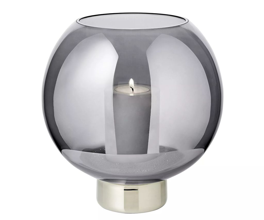 Windlicht Jack (H 21 cm, Ø 19,5 cm), dunkles Kristallglas Produktbild 