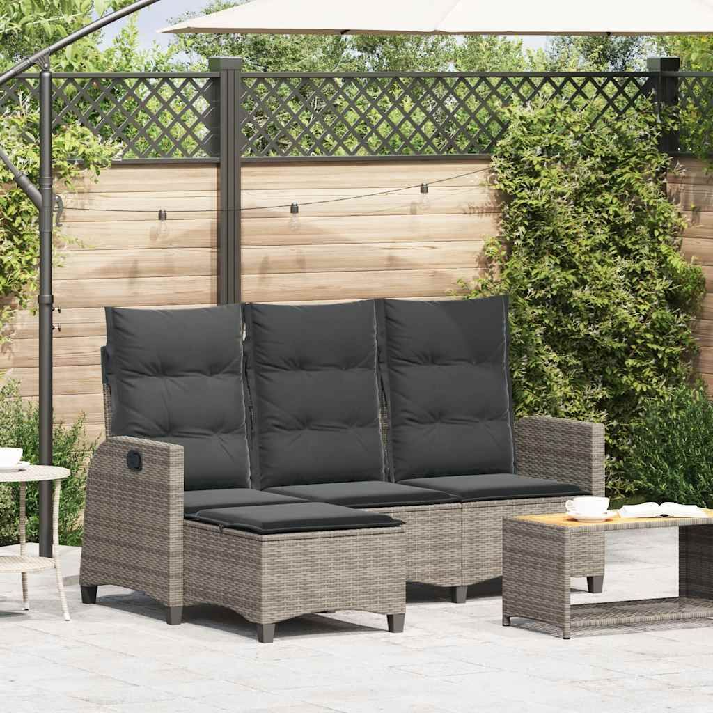 "2026 Promotion" Gartensofa/Loungesofa - mit Liegefunktion Kissen L-Form Grau Poly Rattan - Gartensofas CC25834