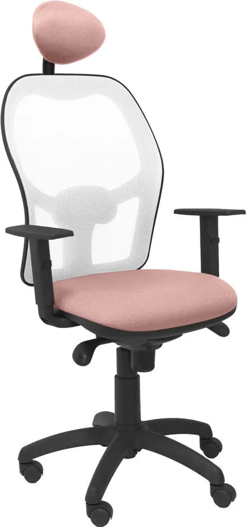 Chaise Jorquera : Siège Résille Blanc et Bali Rose avec Appui-tête Fixe
