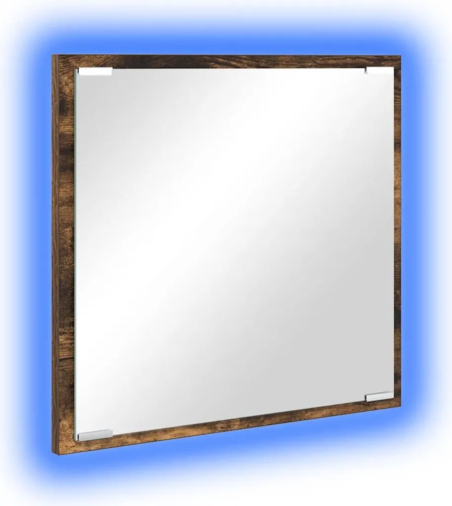 Specchio Bagno LED 40x37 Rovere Affumicato | Effetto Legno Moderno