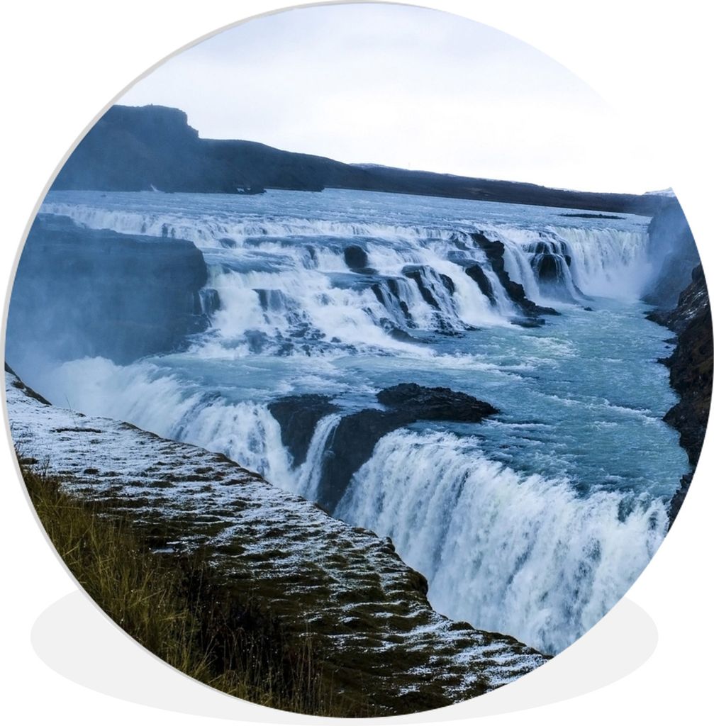 MuchoWow Rundes Wandbild - Runde Bilder Island - Wasserfall - Europa Ø 60 cm Kreis Wanddekoration Kunststoff - Wandkreis - Wandschmuck - Wand Kr...