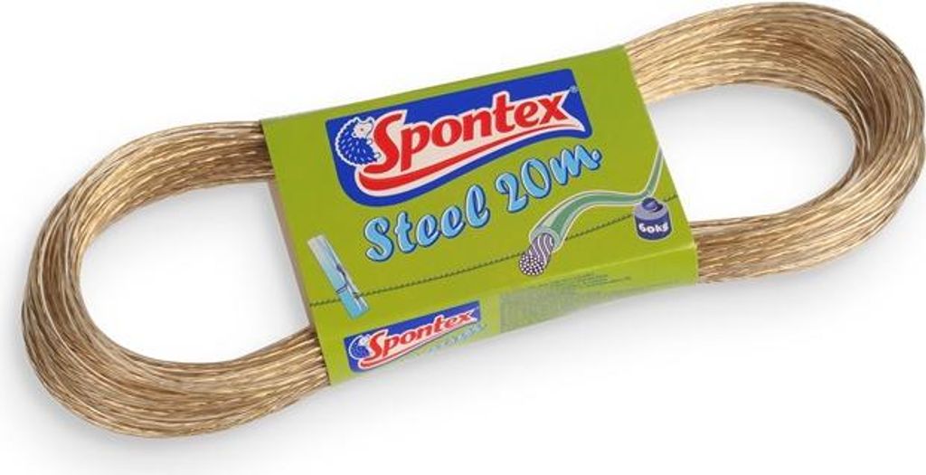 Spontex Wäscheleine extra lang 20 m Kunststoff mit Stahlkern für Außenbereich 60 kg Belastbarkeit