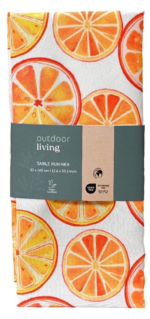 Tischläufer - 32 x 140 cm - Orange - Weiß - Polyester - Orangenmuster