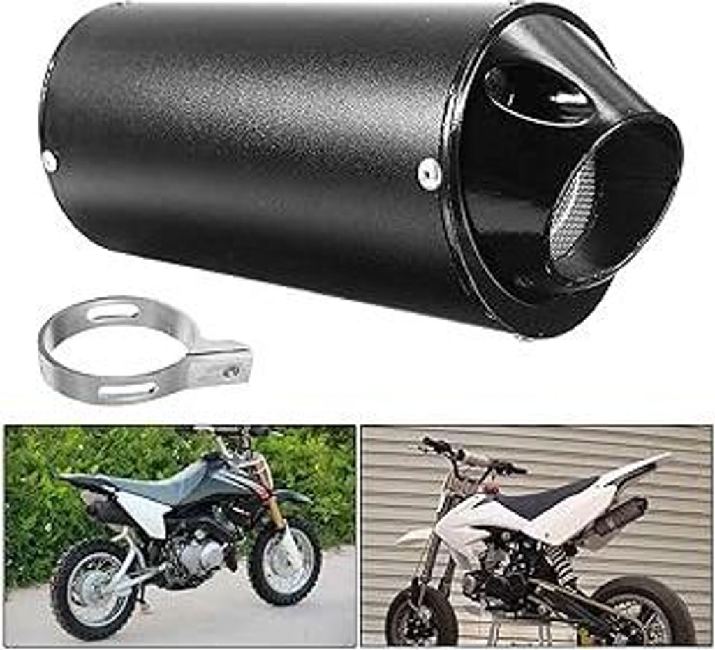 Motorrad Auspuff Schalldämpfer, Btstil 28mm Universal Motorrad Edelstahl Schalldämpfer Hinten Auspuffrohr mit Klemmdichtung für 50cc 110cc 125cc...