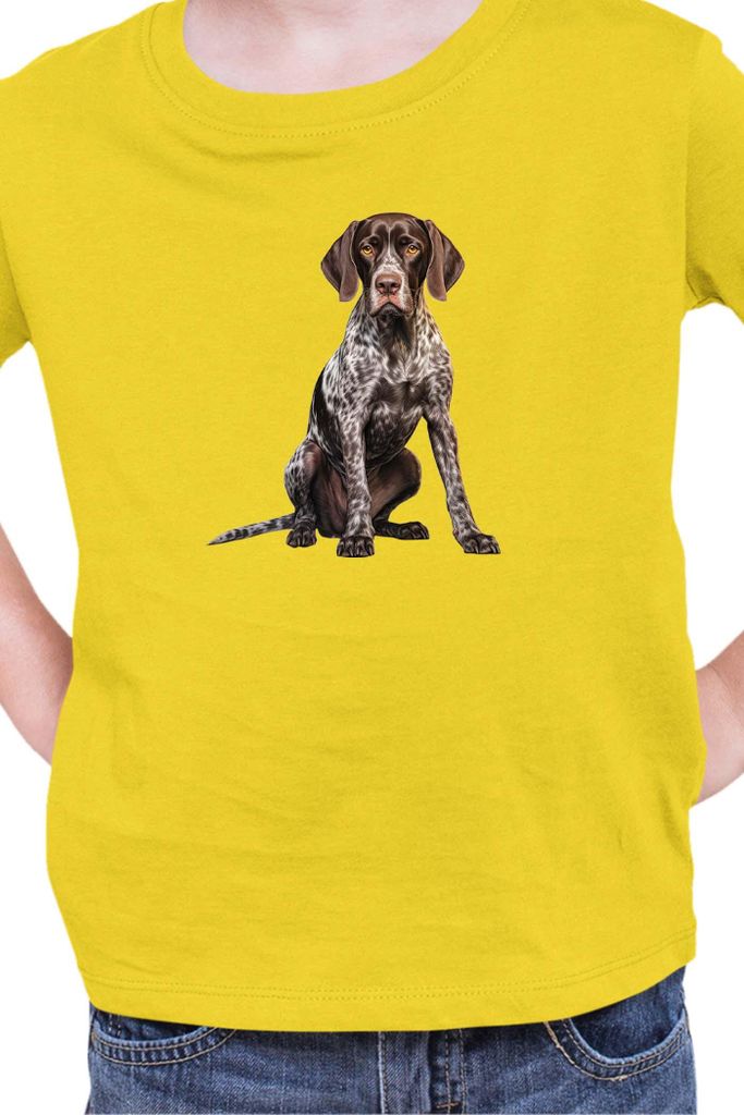 Kinder T-Shirt Dogs Breeds German Shorthaired Pointer Dog Breed 006, 7-8 Jahr - 128 / Gelb