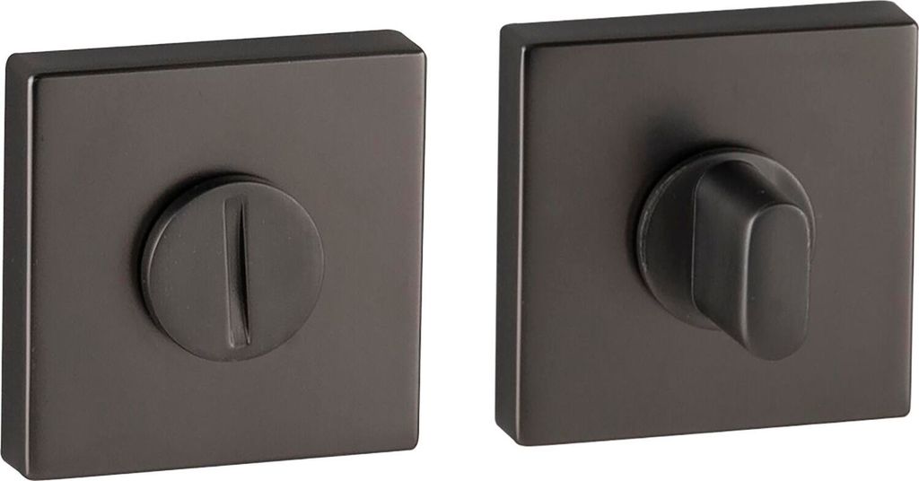 Marchesi WC-Rosette 52x52 mm Zamak vernickelt dunkel matt Design-WC-Rosette mit Riegelstift und Schrauben