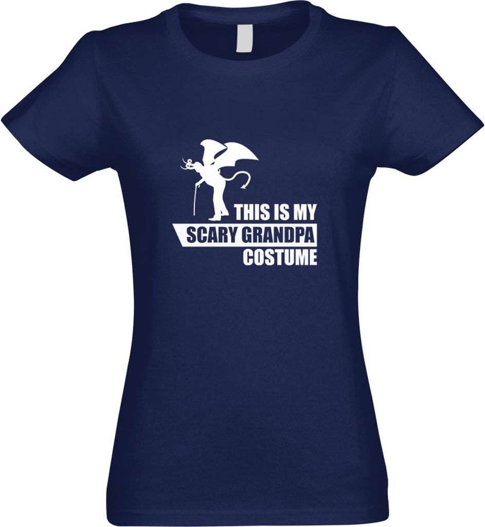 Kiwistar - T-Shirt tailliert - Damen - Navy - My Scary Grandpa Costume - mit Motiv Bedruckt - Funshirt Design - Sport - Freizeit - Damen - L