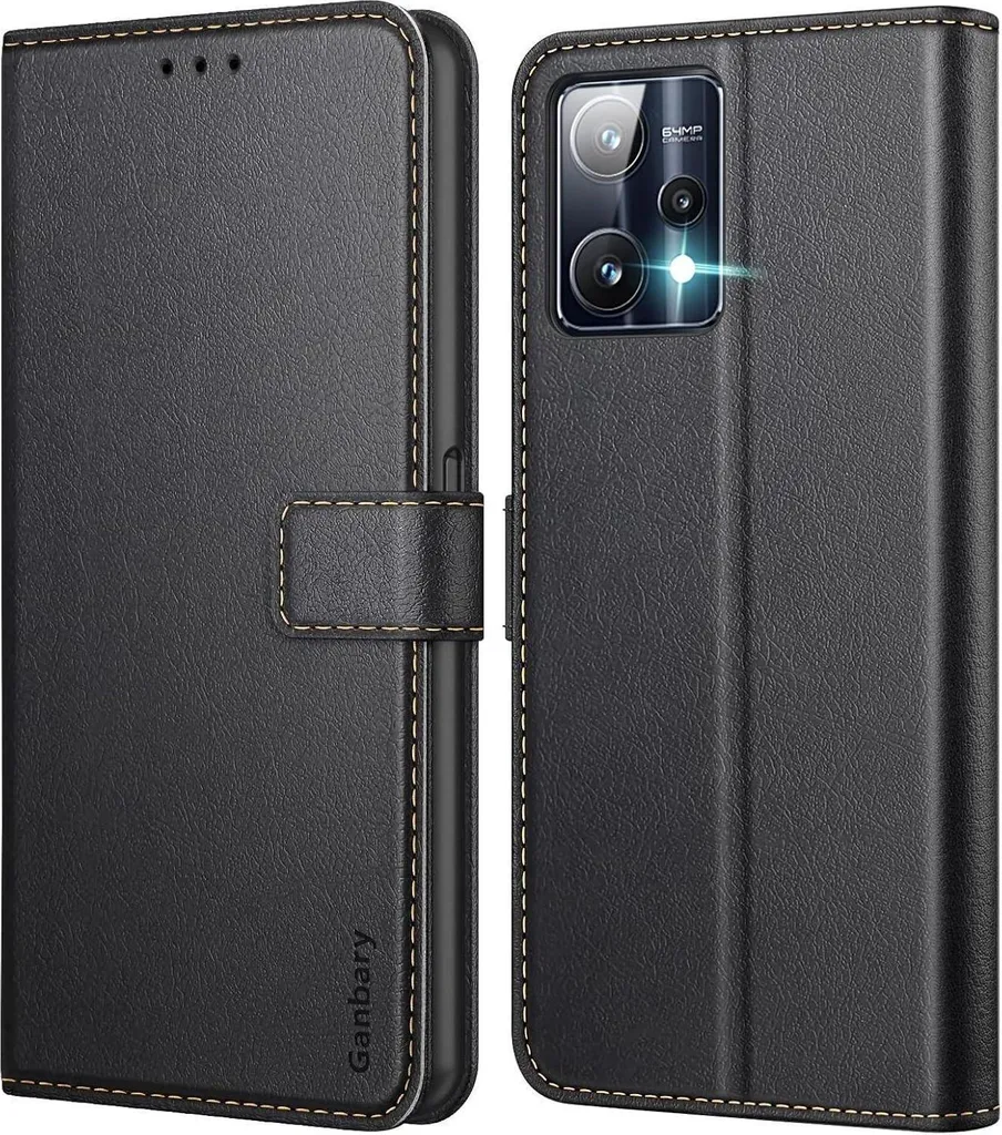 Custodia Realme 9 Pro Ganbary: Cover Libro in Pelle con Porta Carte