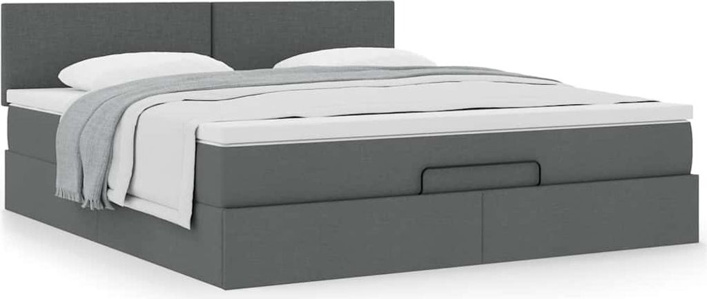 Maison Exclusive - Ottoman-Bett mit Matratze Dunkelgrau 160x200 cm Stoff