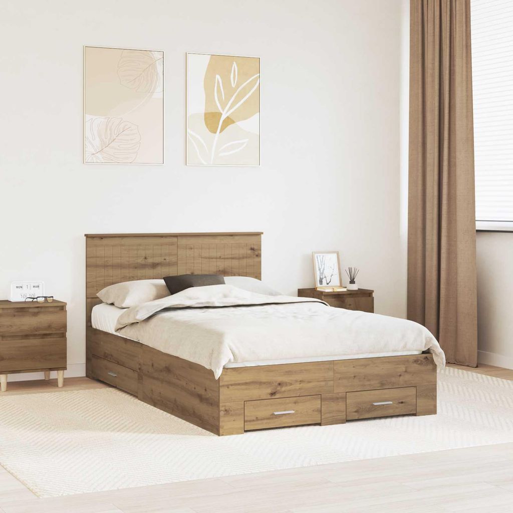 Maison Exclusive - Bettrahmen Artisan-Eiche 120 x 190 cm Holzwerkstoff
