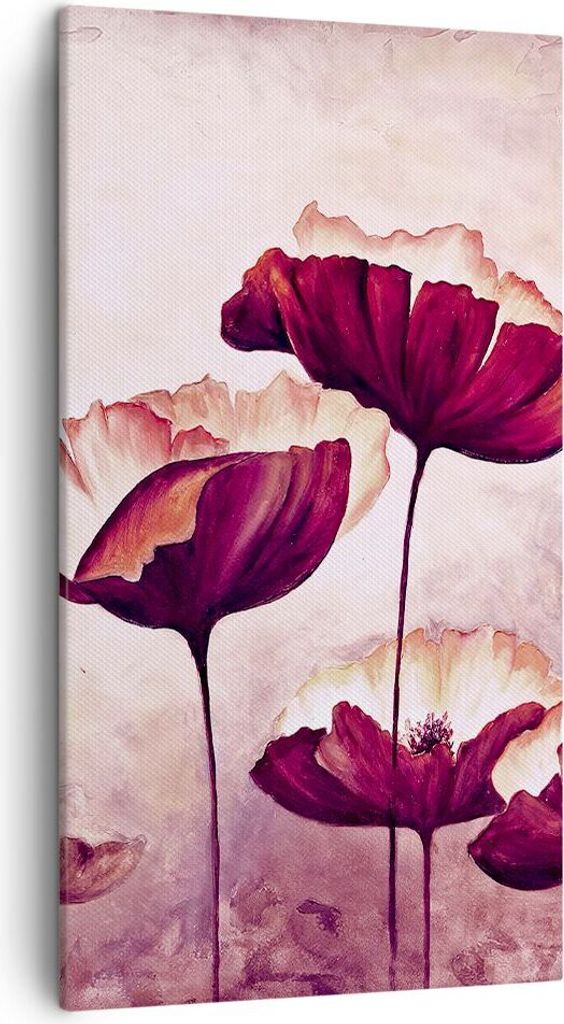 Bild auf Leinwand - Leinwandbild - Mohn Blume Wiese - 45x80cm - Wand Bild - Wanddeko - Wandbilder - Leinwanddruck - Bilder - Kunstdruck - Wanddekor...