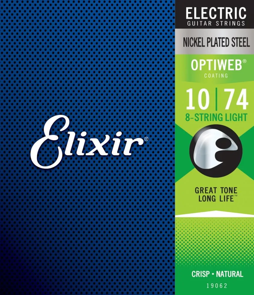 Elixir 19062 Nanoweb 10-74 Jeu de Cordes Guitare Électrique 8 Cordes