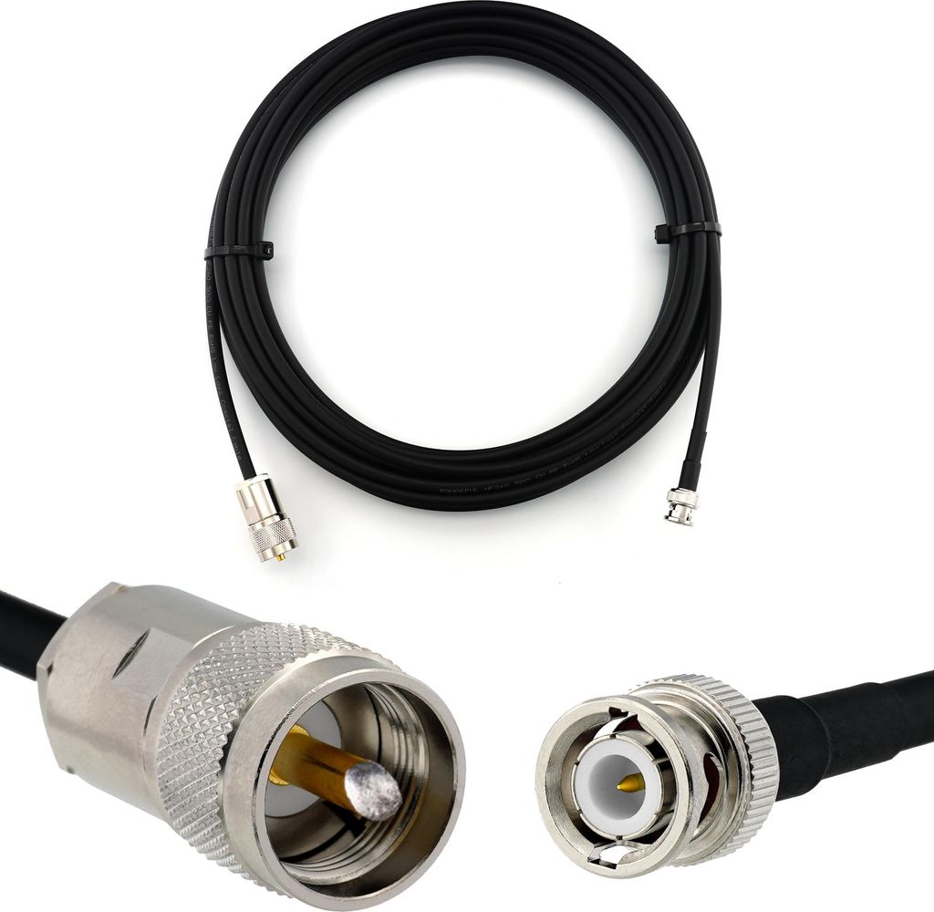 7m BNC Stecker auf PL259 UHF Koaxialkabel — BNC PL Verlängerungskabel HF-240 (LMR 240 Äquivalent) 7 Meter Jumper Kabel (50 Ohm) — Schwarz Ant...