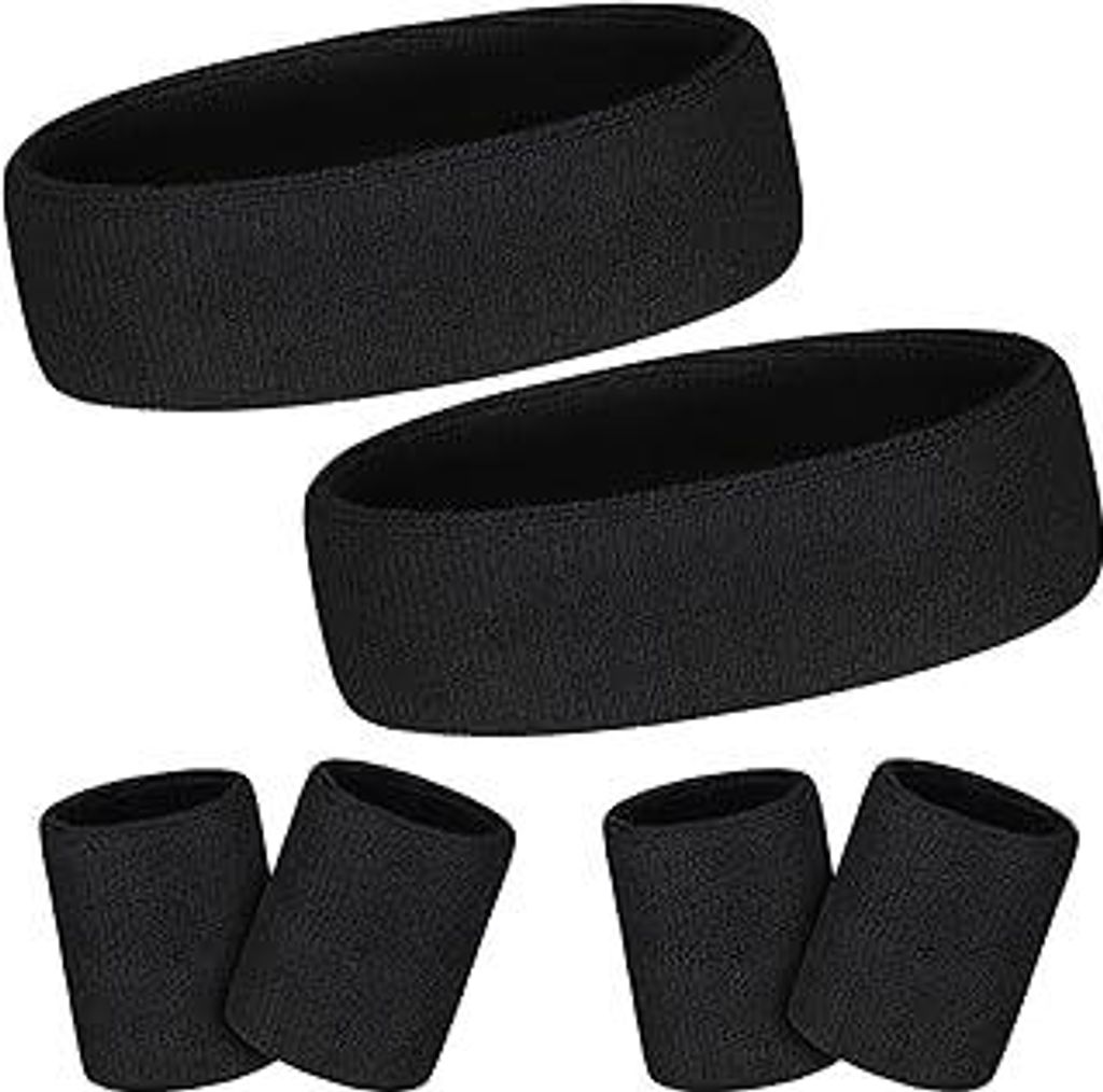 Schweißband Set, Sport Schweißbänder mit 4 Schweißband Handgelenk 2 Stirnband für Fitness Fußball Tennis Gymnastik Basketball, Damen Herren