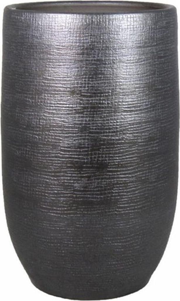 INNA-Glas Keramikkübel Agape mit Maserung, schwarz, 50cm, Ø32cm - Deko Blumentopf