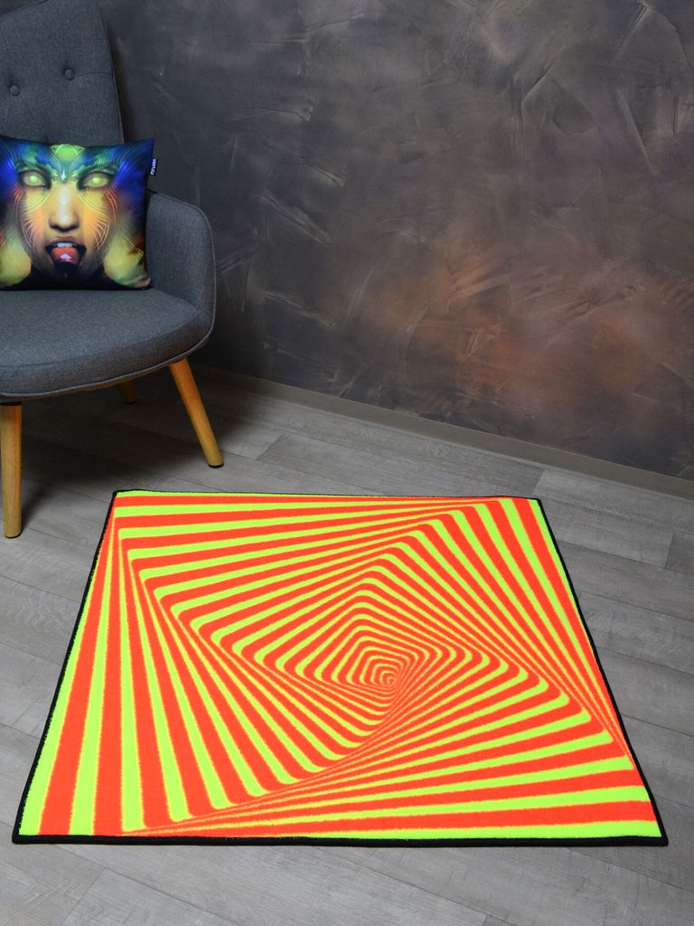 PSYWORK Schwarzlicht Teppich Fluo "Tune In Sunshine", 1x1m