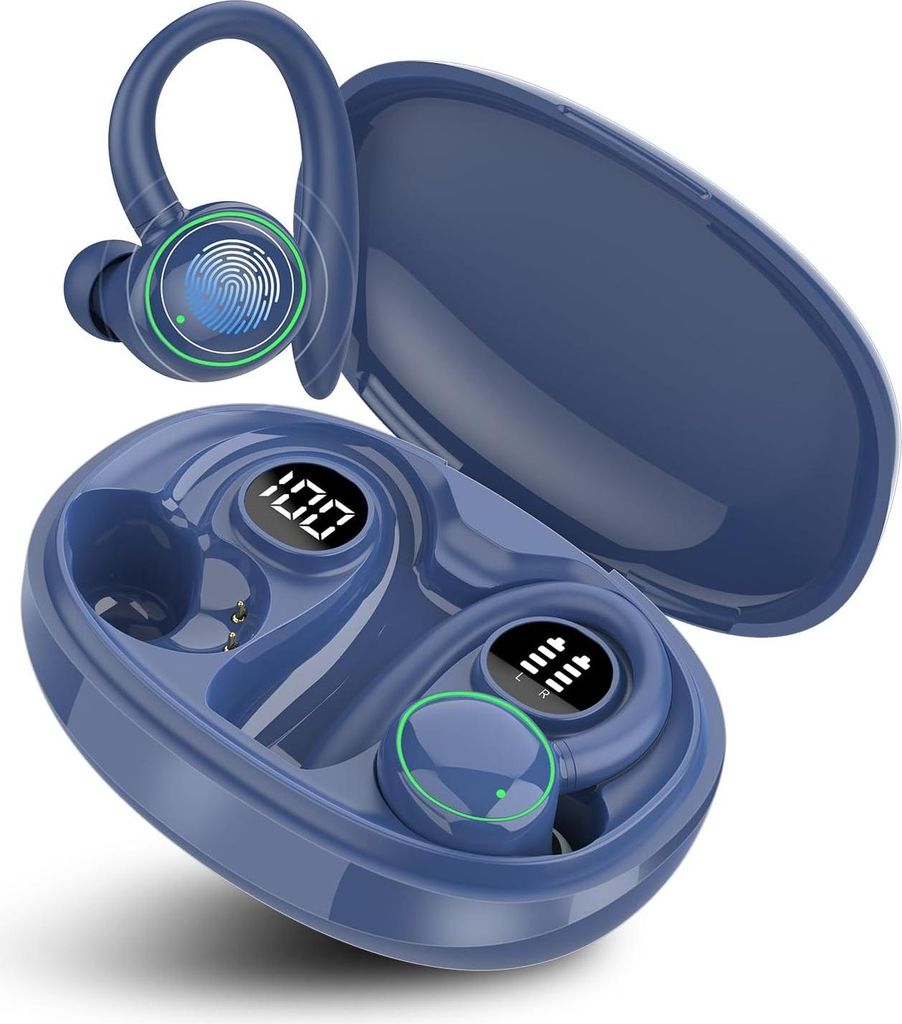 PEFUPEW C6 – Kabellose Bluetooth 5.3 Sportkopfhörer mit ENC Noise Cancelling, 4 Mikrofonen, 48h Akkulaufzeit, IP7 Wasserschutz und LED-Display