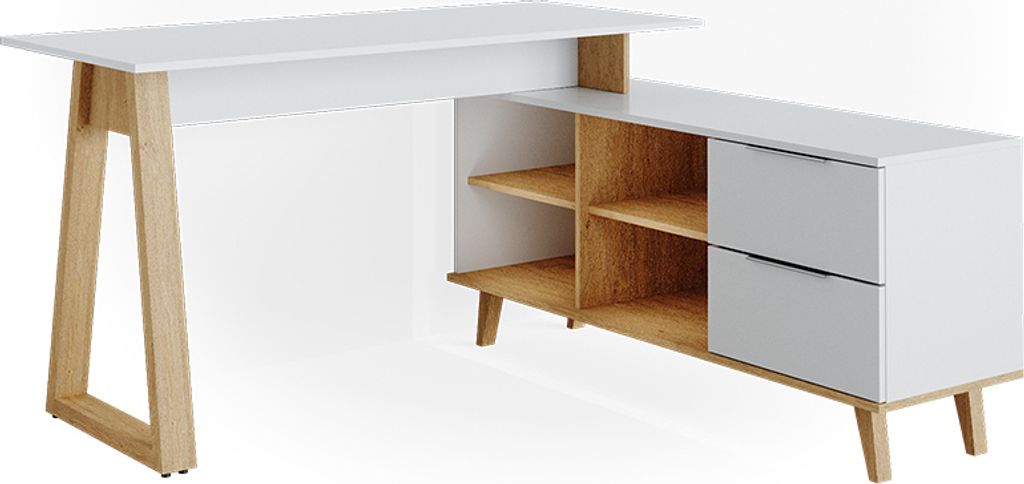 Schreibtisch Vicco Nautica Weiß 138 x 60 cm mit Schubladen Produktbild 