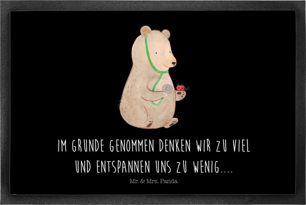Mr. & Mrs. Panda Schmutzmatte Bär Arzt 40 x 60 cm - Schwarz - Geschenk, Professorin, Schmutzfangmatte, fußmatte, Ärztin, Schuhabstreifer, Türvo...