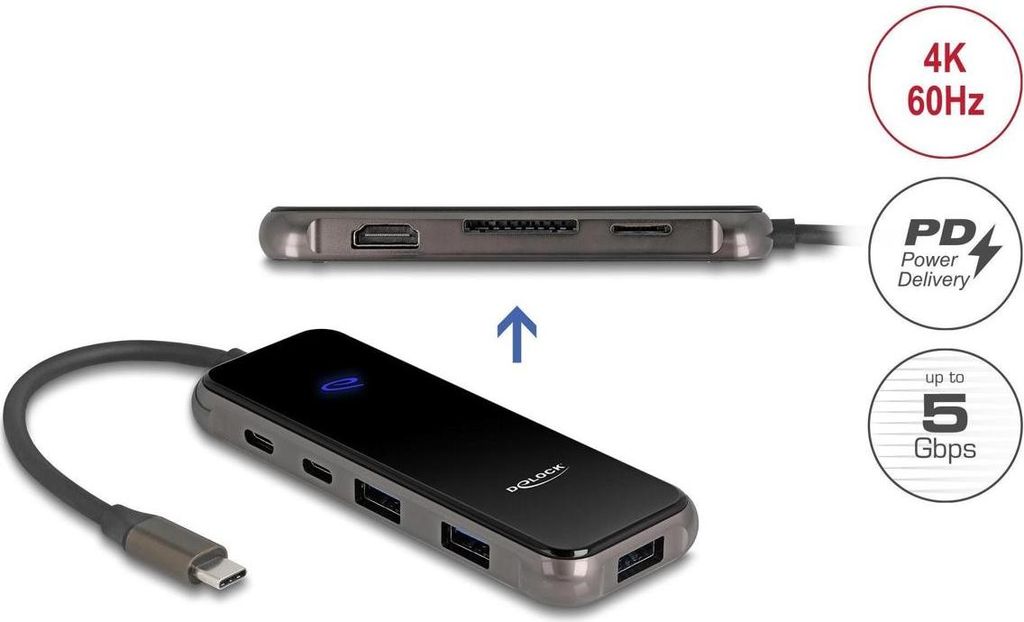 Delock USB Type-C Dockingstation 4K - HDMI / USB Hub / SD - Micro SD Slot / PD