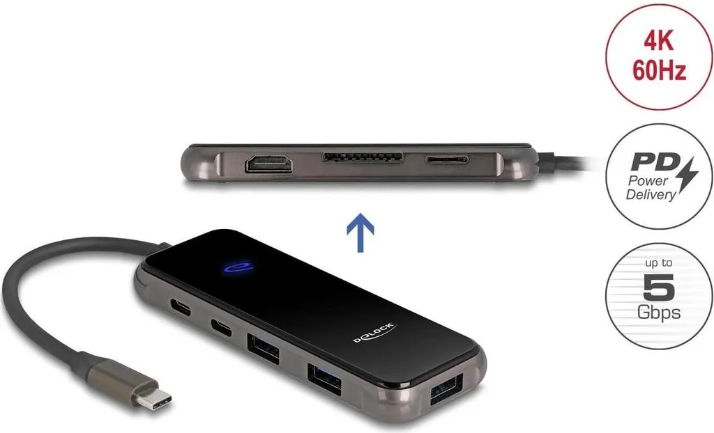 Station d'accueil USB-C 4K HDMI avec lecteur SD et Power Delivery 85W
