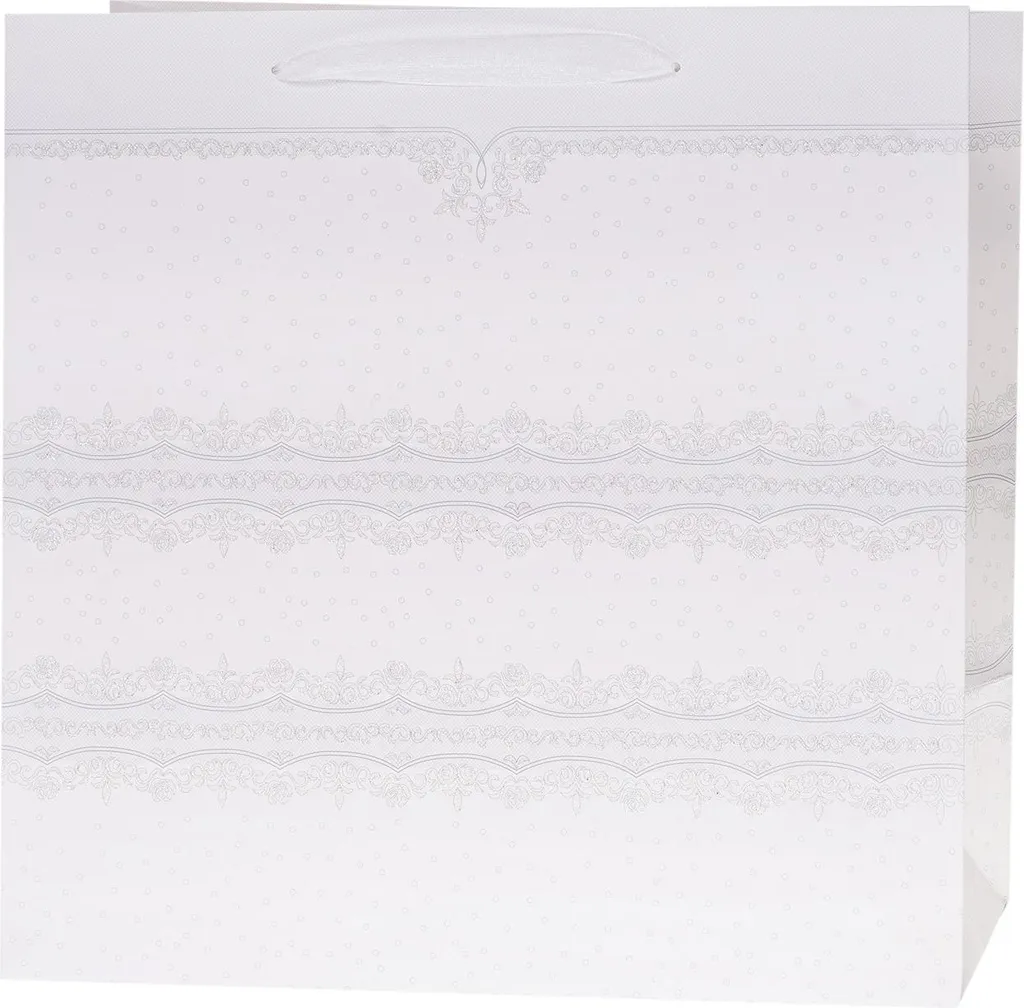 12 Sacs cadeaux blancs Lux avec paillettes scintillantes format carré