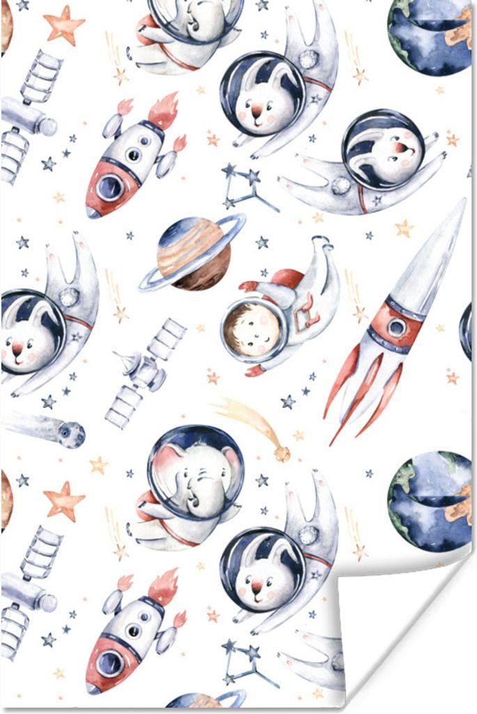 MuchoWow Poster Muster - Planeten - Kinder - Mädchen - Kinder - Kinder - Mädchen 120x180 cm - Kunstposter