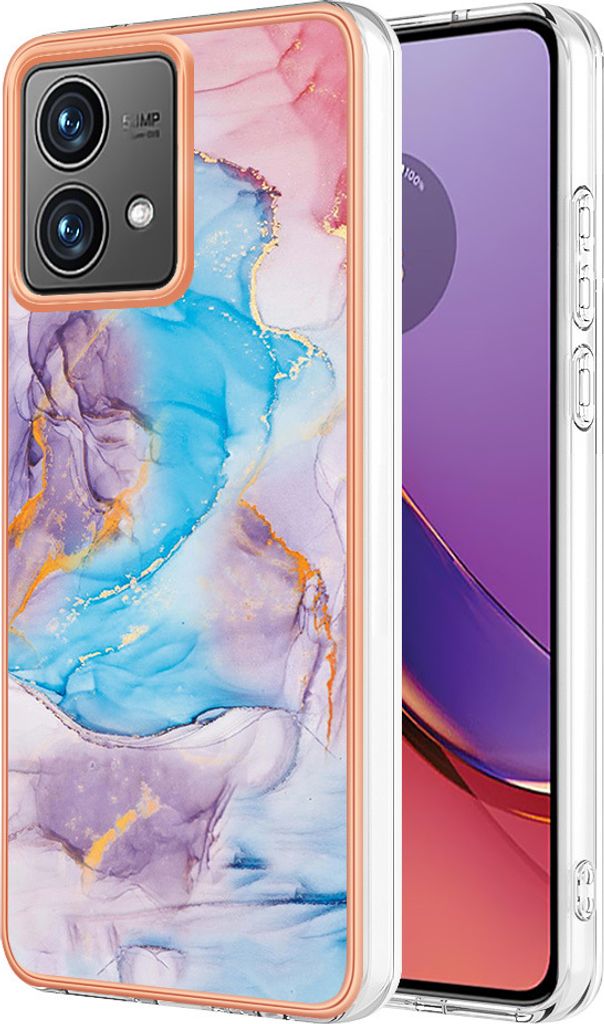 Hülle für Motorola Moto G84 Muster TPU Silikon Stoßdämpfer Bumper Schutzhülle Blau