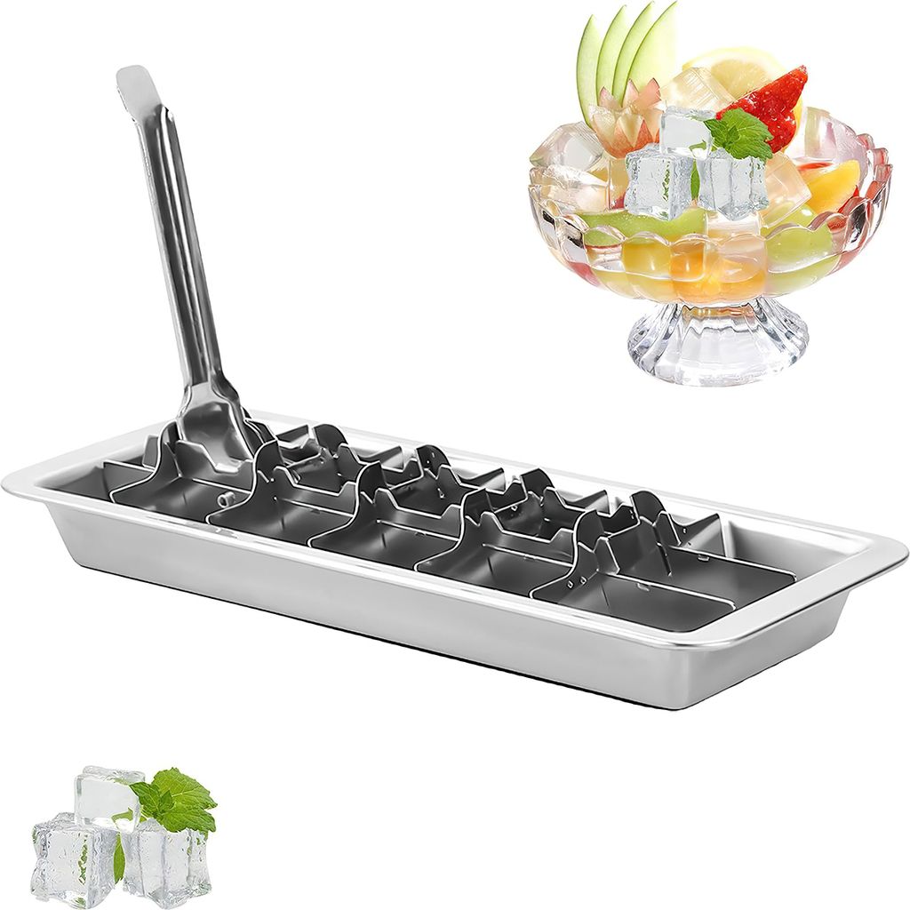 Eiswürfelform,Edelstahl,BPA-frei,Hebelgriff für einfaches Entnehmen 18 Eiswürfel pro Durchgang,Eiswürfelformen für Partys und Küchen