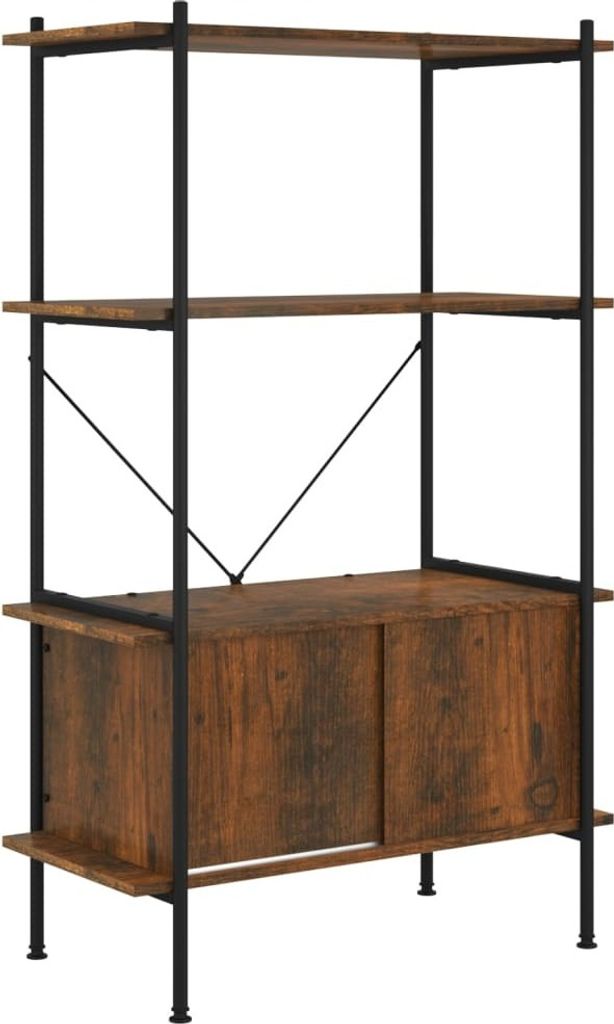 Regal mit 4 Böden und Schrank 80x40x130 cm Stahl Holzwerkstoff